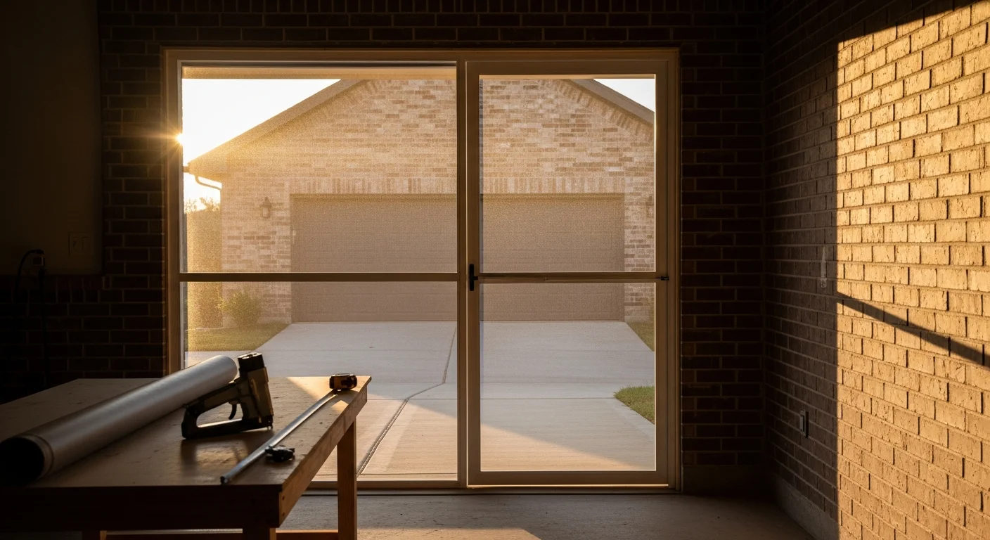 Lifestyle garage screen door installed on residential garage