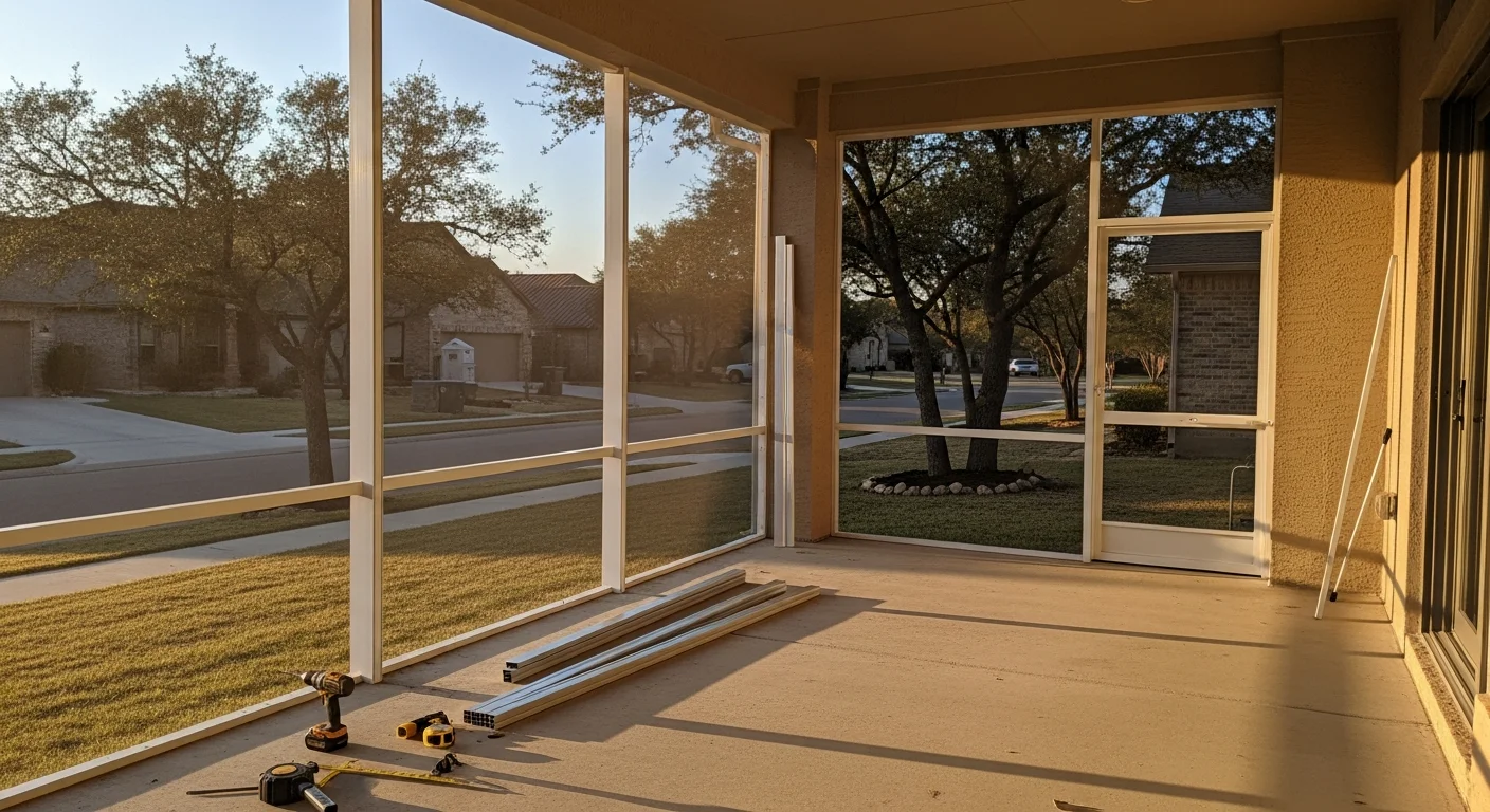 Custom patio screen enclosure on residential home